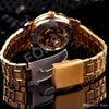 2013 Gold Watch Mens Skeleton Mechanical Fashion Luxury Watch Stainless Drop Shipping MCE 01