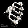 Ear Cuff Stud earrings Wedding Silver Jewelry Pentagram Rhinestone Best Gift LK2145