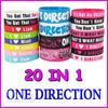 20pcs/lot ONE DIRECTION Band silicone Bracelets New Design Fashion 1D Fans Wristband FREE SHIPPING