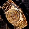 2013 Gold Watch Mens Skeleton Mechanical Fashion Luxury Watch Stainless Drop Shipping MCE 01