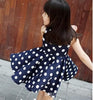 New 2014 1pcs retail chiffon woven navy/white cute knee length princess casual girl dress