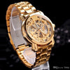 2013 Gold Watch Mens Skeleton Mechanical Fashion Luxury Watch Stainless Drop Shipping MCE 01