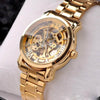 2013 Gold Watch Mens Skeleton Mechanical Fashion Luxury Watch Stainless Drop Shipping MCE 01