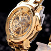 2013 Gold Watch Mens Skeleton Mechanical Fashion Luxury Watch Stainless Drop Shipping MCE 01