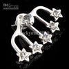 Ear Cuff Stud earrings Wedding Silver Jewelry Pentagram Rhinestone Best Gift LK2145